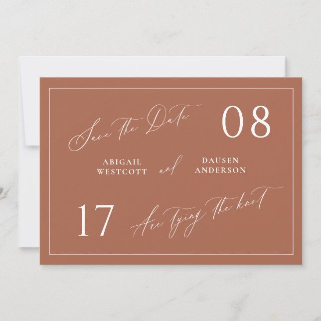 Terracotta Save the Date Wedding Announcement (Front)