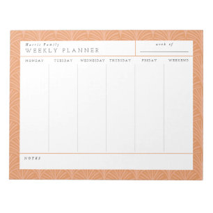 Terracotta Scallops Family Weekly Planner Notepad