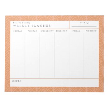 Terracotta Scallops Family Weekly Planner Notepad by Low_Star_Studio at Zazzle