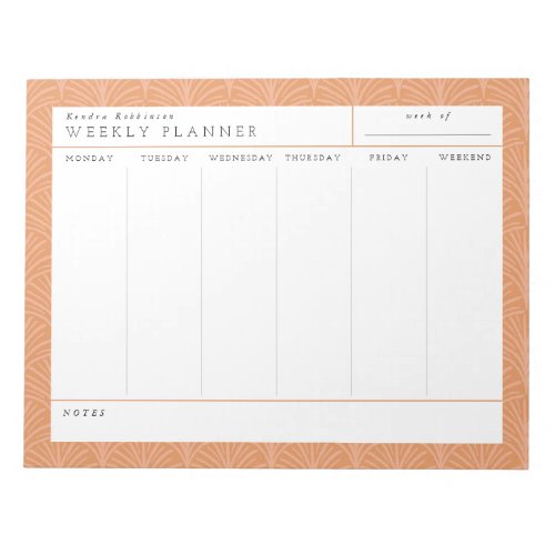 Terracotta Scallops Weekly Planner Notepad