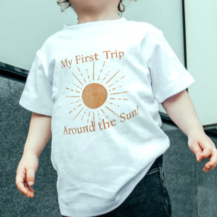 Terracotta Script 1st Trip Around the Sun Birthday Baby T-Shirt