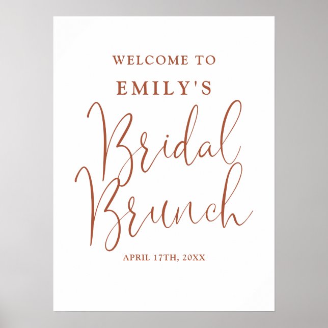 Terracotta Script Bridal Brunch Welcome Sign (Front)