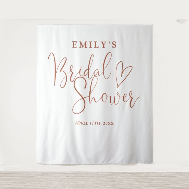 Terracotta Script Bridal Shower Photo Backdrop (Front)