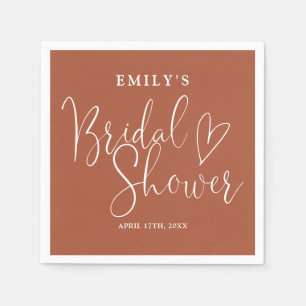 Terracotta Script Calligraphy Bridal Shower Napkins