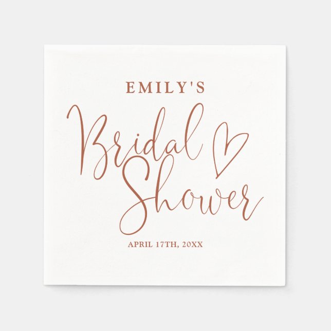 Terracotta Script Calligraphy Bridal Shower Napkins (Front)