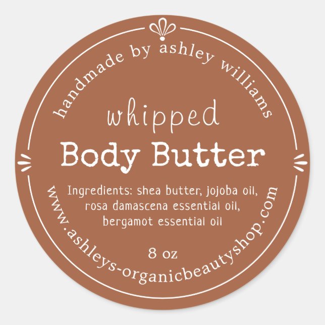TerraCotta Script Handmade Body Butter Label (Front)
