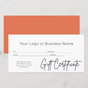 Terracotta Script Logo Business Gift Certificate
