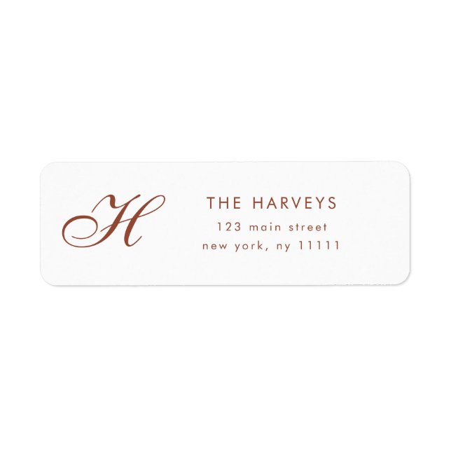 Terracotta Script Monogram Return Address Label (Front)