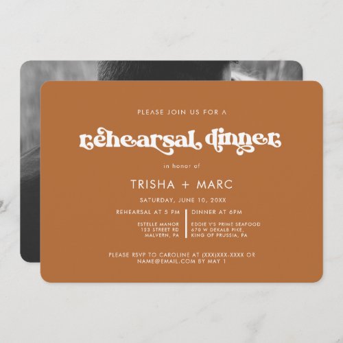 Terracotta Script Photo Engagement Party Invitation