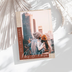 Terracotta Script Photo Save the Date Card