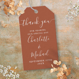 Terracotta Script Thank You Wedding Favour Gift Tags