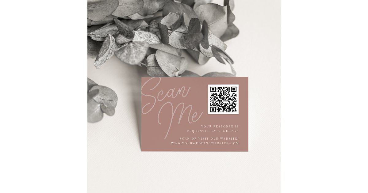 Script Vr Watermark Terracotta | Script Watermark QR Code RSVP Enclosure Card | Zazzle