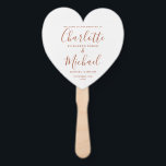Terracotta Script Wedding Ceremony Heart Hand Fan<br><div class="desc">This stylish wedding program can be personalized with your special wedding day information featuring chic modern typography. Designed by Thisisnotme©</div>