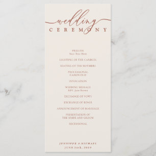 Terracotta Script Wedding Ceremony Plan Program