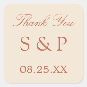 Terracotta Script Wedding Favor Sticker