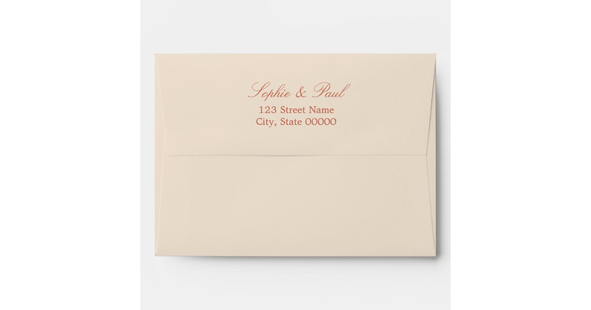 Terra Cotta Watercolor A7 5x7 Wedding Invitation Envelope