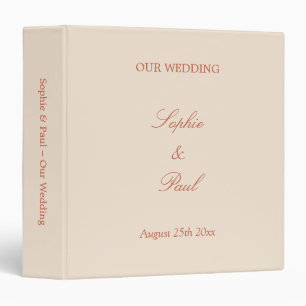 Terracotta Script Wedding Photo Album 3 Ring Binder