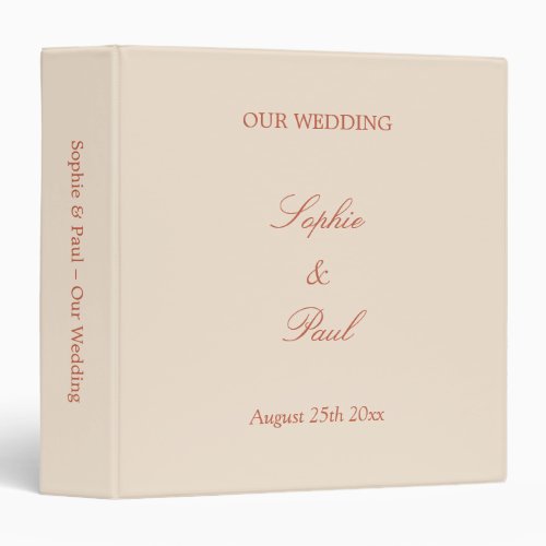 Terracotta Script Wedding Photo Album 3 Ring Binder