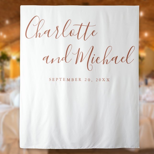 Terracotta Script Wedding Photo Booth Backdrop (Terracotta Script Wedding Photo Booth Backdrop)