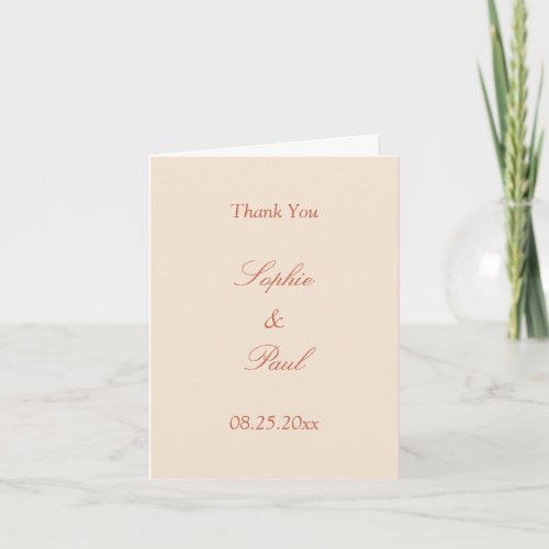 Terracotta Script Wedding Thank You Card