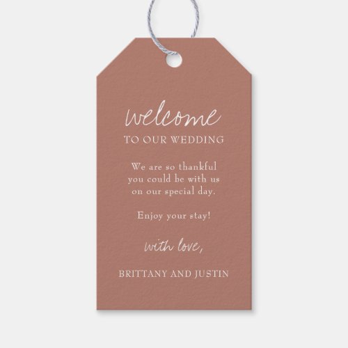 Terracotta Script Wedding Welcome Gift Tags