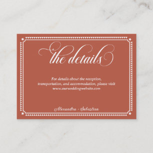 Terracotta Script Western Rustic Wedding Details Enclosure Card