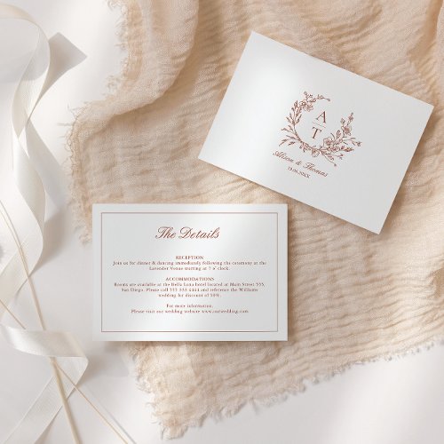 Terracotta Script Wildflower Monogram Details Card