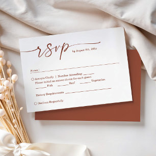 Terracotta Script with Meal Choice Wedding RSVP Card