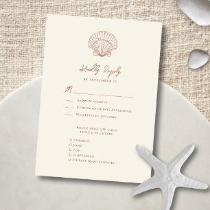 Terracotta Seashell Beach Destination Wedding RSVP Card