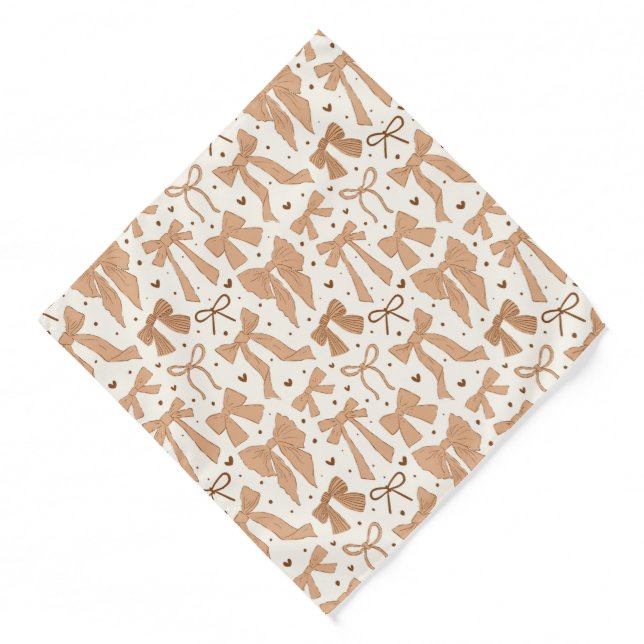Terracotta Shabby Chic Bows Pattern Bandana (Front)