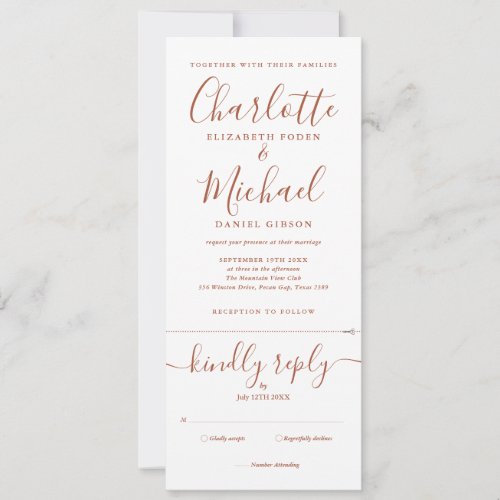 Terracotta Signature Script All In One Wedding Invitation