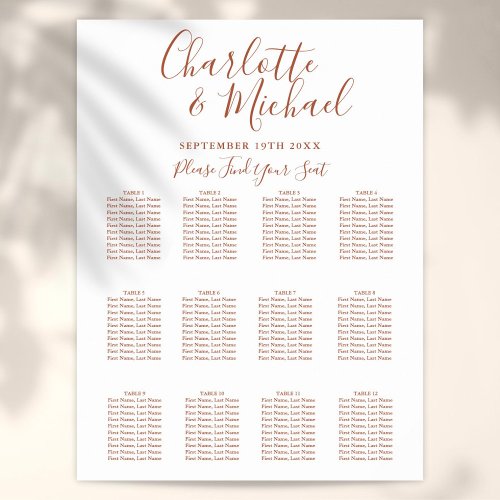 Terracotta Signature Script Wedding Seating Chart