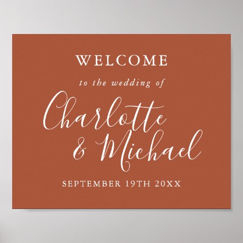 Terracotta Signature Script Wedding Welcome  Poster