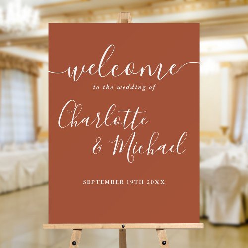 Terracotta Signature Script Wedding Welcome Sign