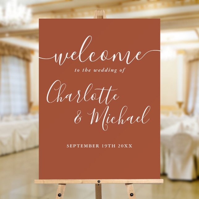 Terracotta Signature Script Wedding Welcome Sign (Terracotta Signature Script Wedding Welcome Sign)