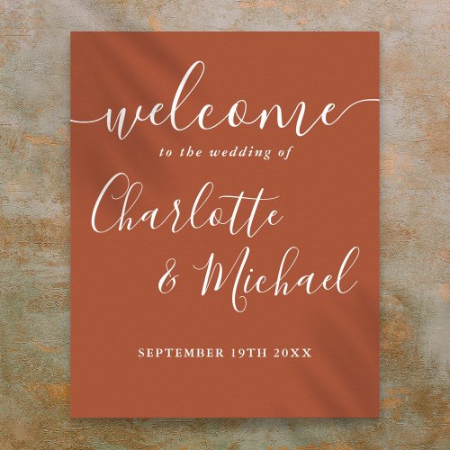 Terracotta Signature Script Wedding Welcome Sign