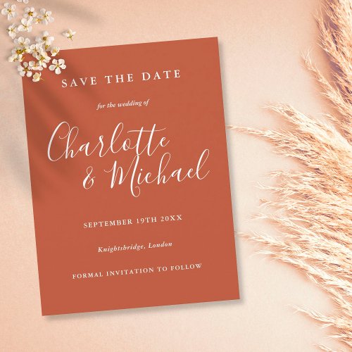  Terracotta Signature Wedding Save the Date Card