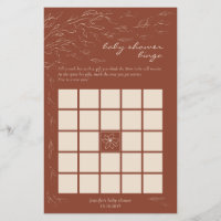 Terracotta Simple Baby Shower Bingo Game