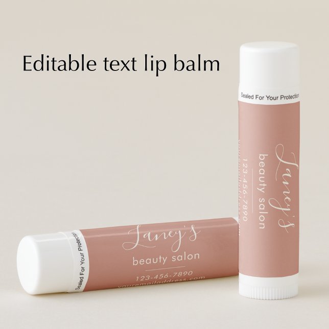Terracotta Simple Beauty Business Promotional Gift Lip Balm (Edit the text on this template to create an elegant terracotta business promotional gift lip balm)