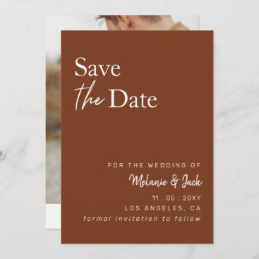 Terracotta Simple Calligraphy Photo Save The Date