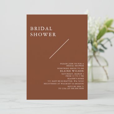 Terracotta Simple Elegant Modern Bridal Shower Invitation
