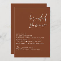 Terracotta Simple Elegant Modern Bridal Shower  Invitation