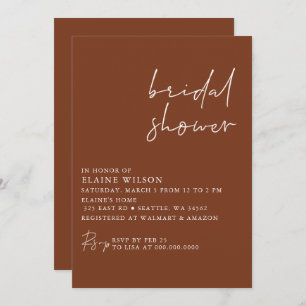 Terracotta Simple Elegant Modern Bridal Shower  Invitation