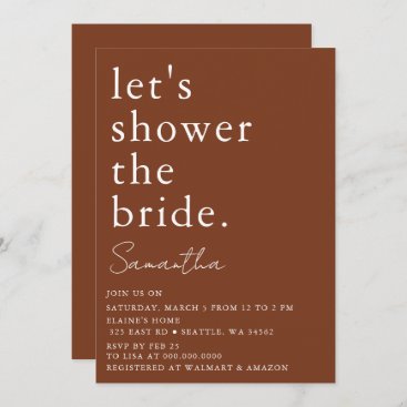 Terracotta Simple Elegant Modern Bridal Shower  Invitation