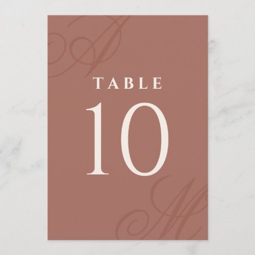 Terracotta Simple Elegant Monogram Table Numbers
