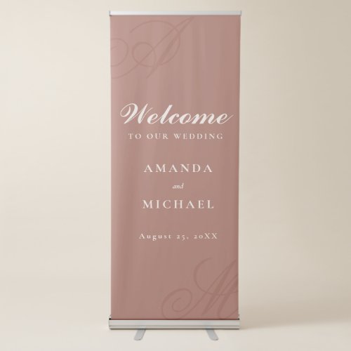 Terracotta Simple Elegant Monogram Wedding Retractable Banner