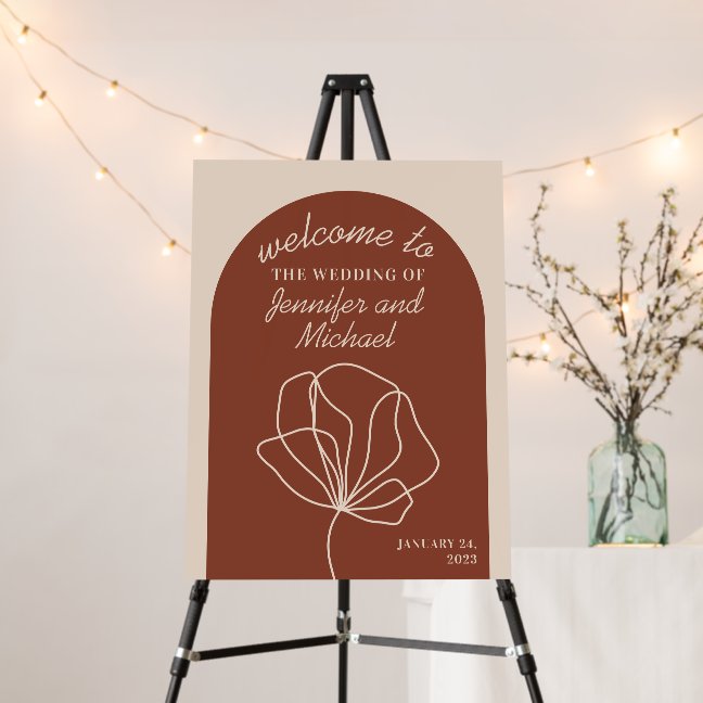 Terracotta Simple Flower Welcome to the wedding Foam Board