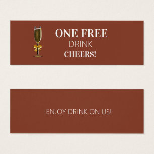 Terracotta Simple Free Drink Ticket Voucher Card