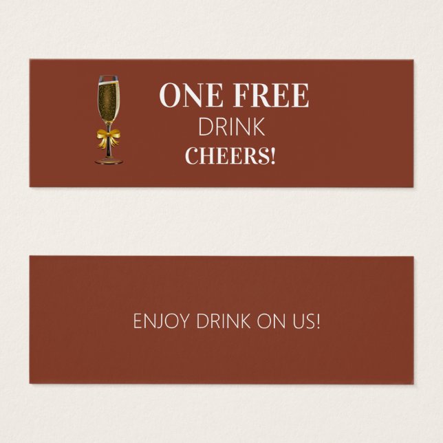 Terracotta Simple Free Drink Ticket Voucher Card (Front & Back)