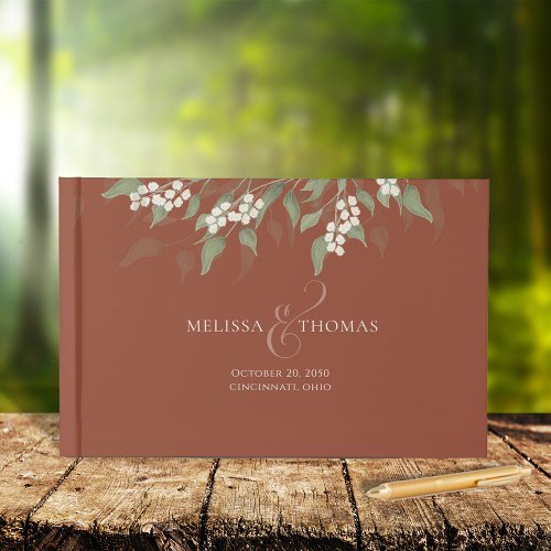 Terracotta Simple Greenery Floral Elegant Wedding  Guest Book